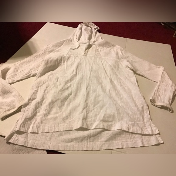 UNITED COLORS OF BENETTON WHITE COTTON LINEN SWIM COVER UP SZ L GUC TOP - Picture 1 of 1